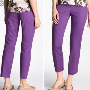 Kate Spade Women Mandy Slim Crop Pant Size 4 Purple Violet Cotton Stretch Office